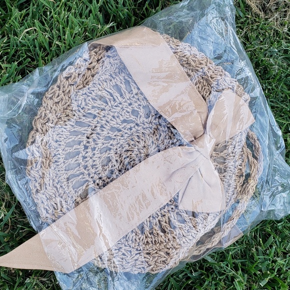 🆕Cute Circle Straw Bags with cute Bow Beige Brown - Picture 16 of 16